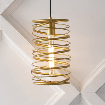 Helisa 7.25" Modern Contemporary Iron Spiral LED Pendant - JONATHAN Y